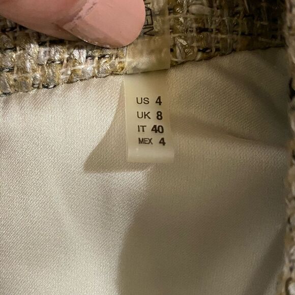 ELIE TAHARI Jezebel SZ 4 Tweed Jacket Beige Champagne Edge English Countryside - Picture 12 of 14